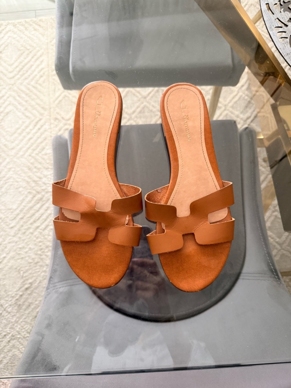 Chinese Laundry Leather Slide Sandals in Cognac - Women’s Size 11